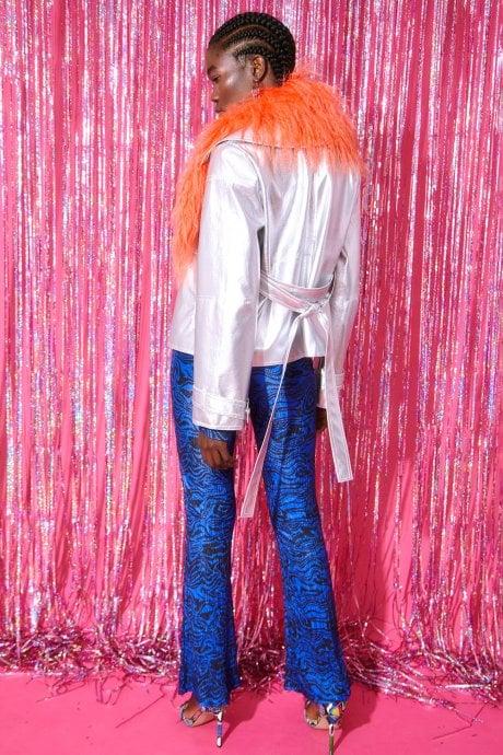 JAYLEY Mongolian Fur Collar In Orange