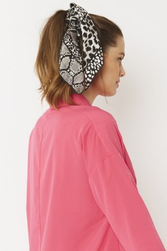 JAYLEY Mono Leopard Silk Blend Hair Scarf