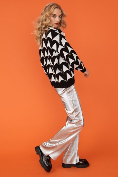 JAYLEY Monochrome Geometric Cashmere Jumper