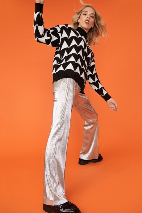 JAYLEY Monochrome Geometric Cashmere Jumper