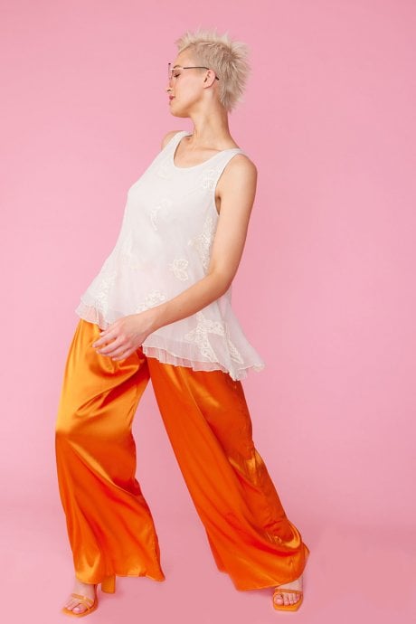 JAYLEY Mulberry Silk Embroidered Top