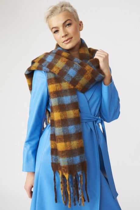 JAYLEY Multi Cashmere Blend Check Scarf