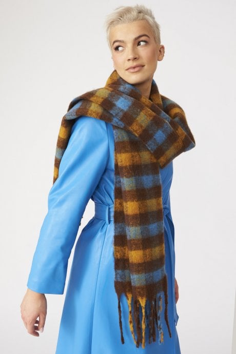 JAYLEY Multi Cashmere Blend Check Scarf