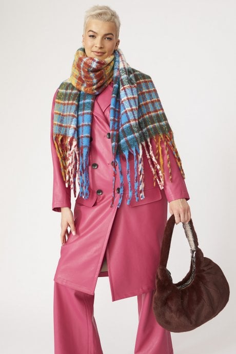 JAYLEY Multi Cashmere Blend Check Scarf