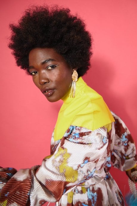 JAYLEY Multi Colour High Neck Maxi Dress