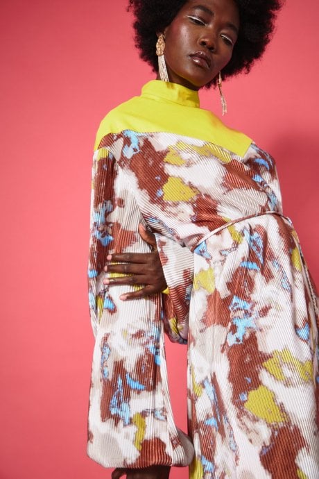 JAYLEY Multi Colour High Neck Maxi Dress