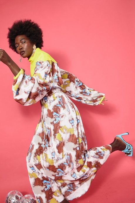 JAYLEY Multi Colour High Neck Maxi Dress