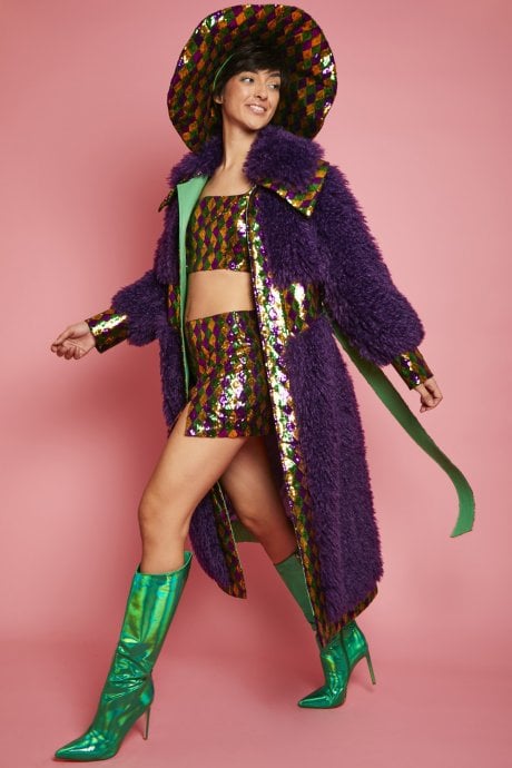 JAYLEY Multi-Coloured Geometric Sequin Mini Skirt