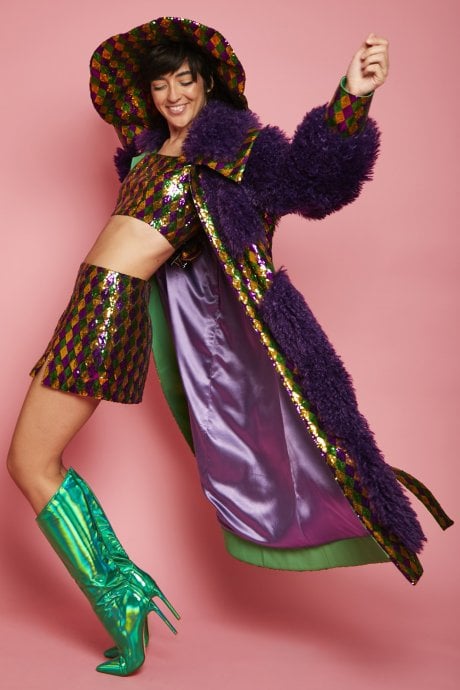 JAYLEY Multi-Coloured Geometric Sequin Mini Skirt