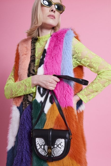JAYLEY Multi Coloured Handmade Bamboo Faux Fur Gilet | Waistcoat