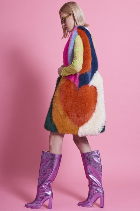 JAYLEY Multi Coloured Handmade Bamboo Faux Fur Gilet | Waistcoat