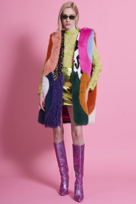 JAYLEY Multi Coloured Handmade Bamboo Faux Fur Gilet | Waistcoat