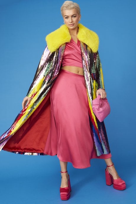 JAYLEY Multi- Coloured Sequin Trench Coat