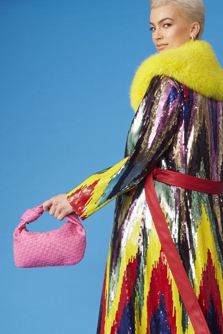 JAYLEY Multi- Coloured Sequin Trench Coat