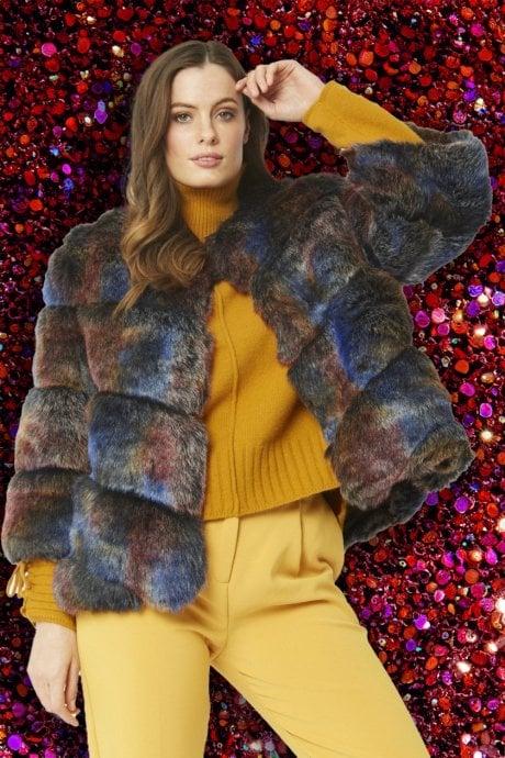 JAYLEY Multi Faux Fur Ella Coat