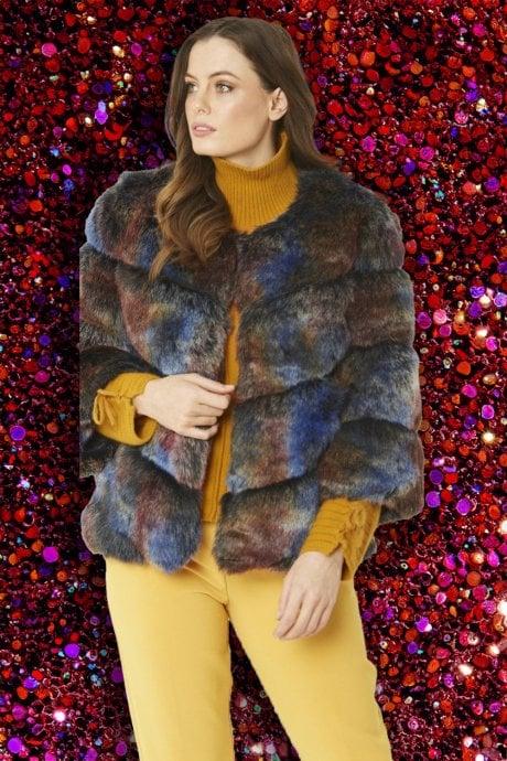 JAYLEY Multi Faux Fur Ella Coat