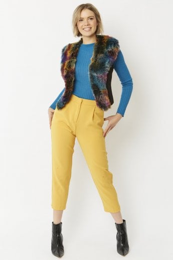 JAYLEY Multi Faux Fur Faux Suede Gilet | Waistcoat
