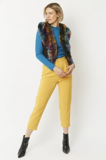 JAYLEY Multi Faux Fur Faux Suede Gilet | Waistcoat
