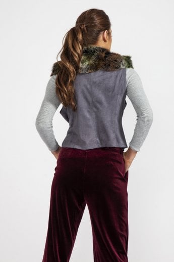 JAYLEY Multi Faux Fur Faux Suede Gilet | Waistcoat