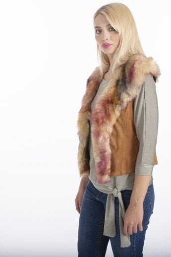 JAYLEY Multi Faux Fur Faux Suede Gilet | Waistcoat