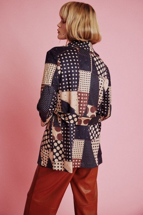 JAYLEY Multi Faux Sueded Polka Dot Coat