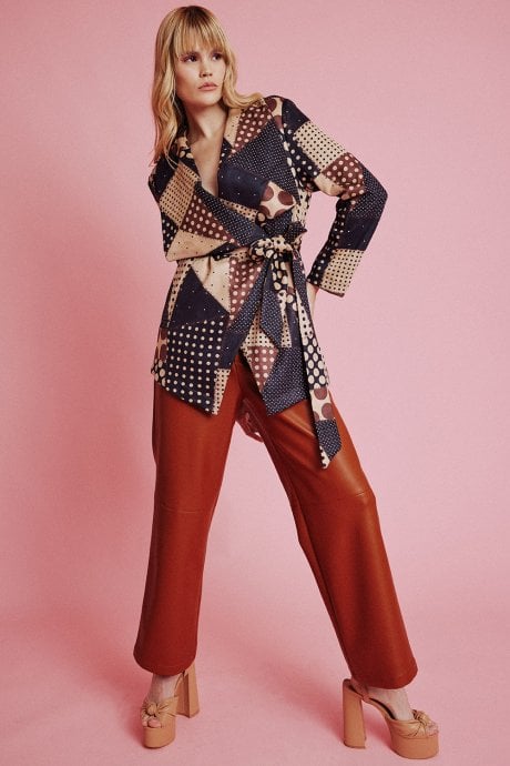 JAYLEY Multi Faux Sueded Polka Dot Coat