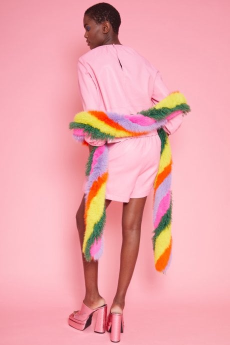 JAYLEY Multi Hand Crafted Eco Bamboo Faux Fur Scarf