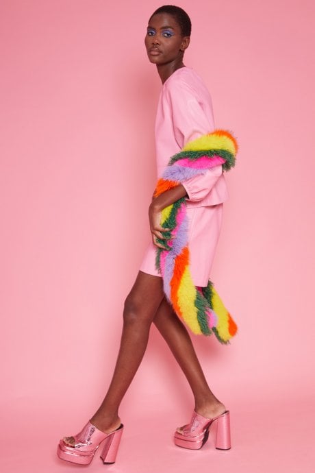 JAYLEY Multi Hand Crafted Eco Bamboo Faux Fur Scarf