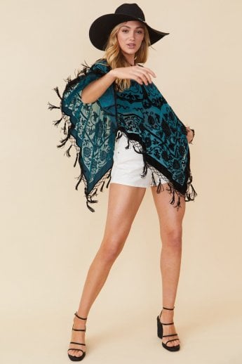 JAYLEY Multi Silk Devore Poncho