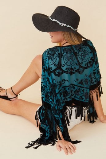 JAYLEY Multi Silk Devore Poncho