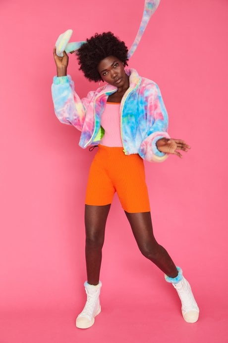 JAYLEY Multicoloured Tie-Dye Faux Fur Scarf