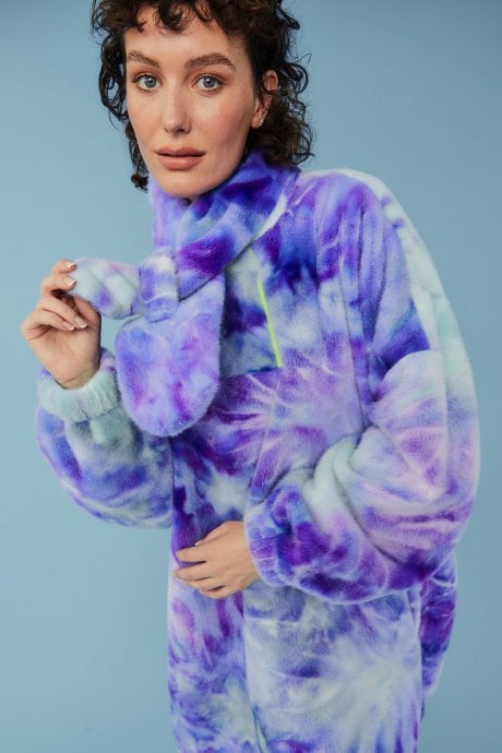 JAYLEY Multicoloured Tie-Dye Faux Fur Scarf