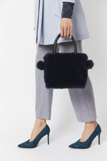 JAYLEY Navy Faux Fur Bag