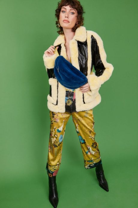 JAYLEY Navy Faux Fur Bum Bag