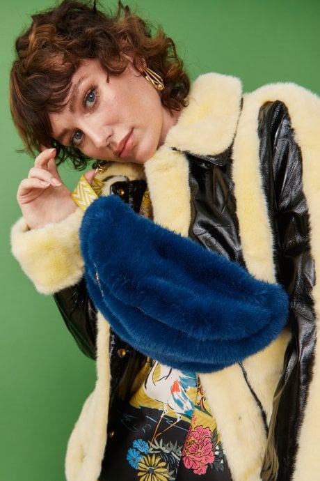 JAYLEY Navy Faux Fur Bum Bag