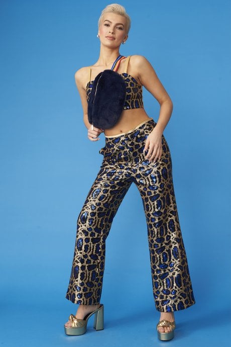 JAYLEY Navy Faux Fur Bum Bag