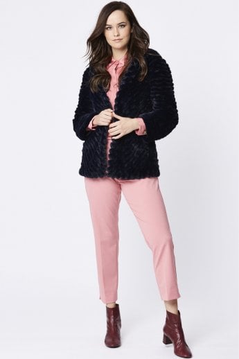 JAYLEY Navy Faux Fur Jacket