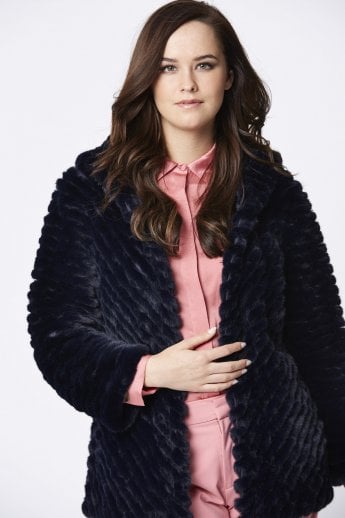 JAYLEY Navy Faux Fur Jacket