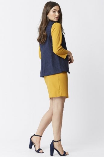 JAYLEY Navy Faux Suede Gilet | Waistcoat
