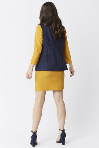 JAYLEY Navy Faux Suede Gilet | Waistcoat