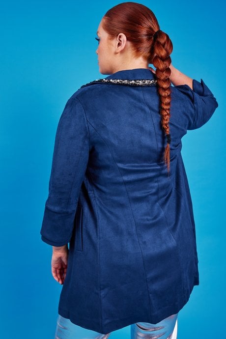 JAYLEY Navy Faux Suede Jacket