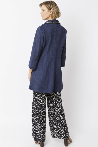 JAYLEY Navy Faux Suede Jacket
