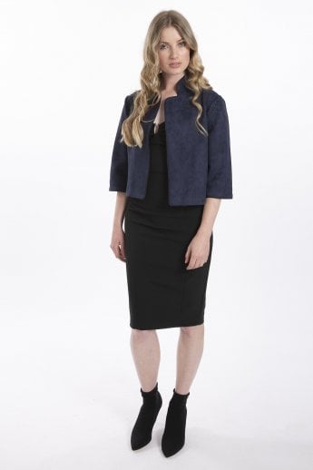 JAYLEY Navy Faux Suede Jacket