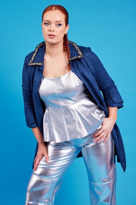 JAYLEY Navy Faux Suede Jacket