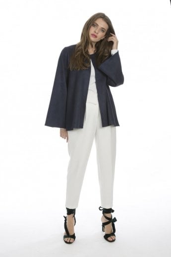 JAYLEY Navy Luxury Faux Suede Jacket