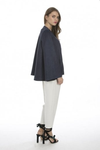 JAYLEY Navy Luxury Faux Suede Jacket