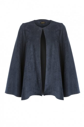 JAYLEY Navy Luxury Faux Suede Jacket