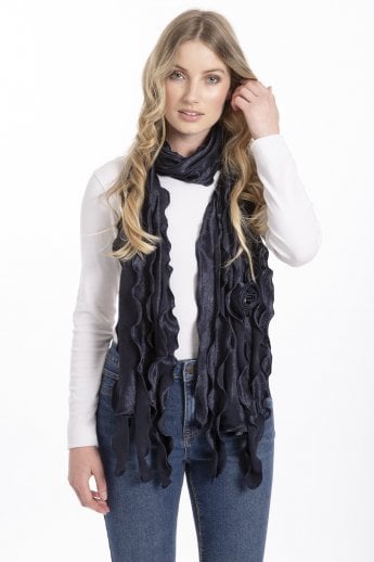 JAYLEY Navy Silk Rose Scarf
