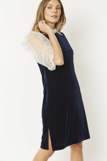JAYLEY Navy Velvet Dress