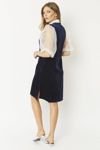 JAYLEY Navy Velvet Dress